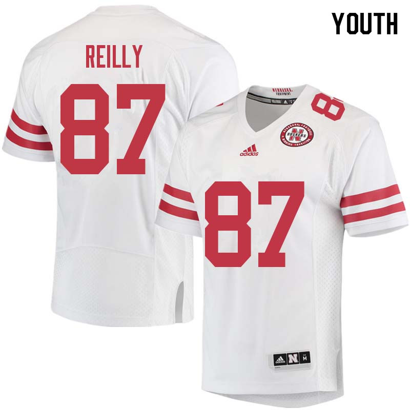 Youth #87 Brandon Reilly Nebraska Cornhuskers College Football Jerseys Sale-White - Click Image to Close